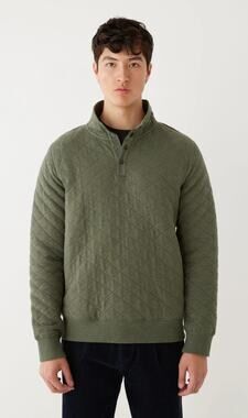Frank & Oak Quilted Pop Over in Olive Green Mens Size XL New Sweater Pullover